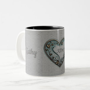 Grau, Gold und Türkis Zweifarbige Tasse