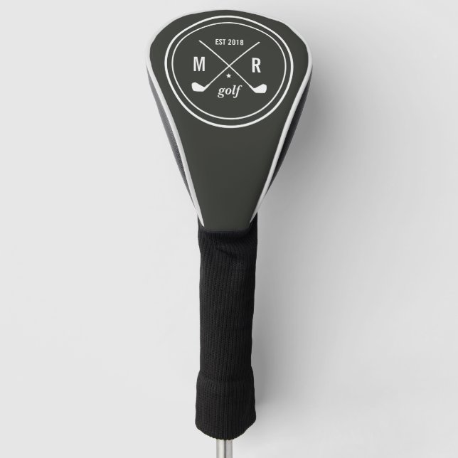 Grau | Golf CLub | personalisiertes Logo Monogramm Headcover (Vorderseite)