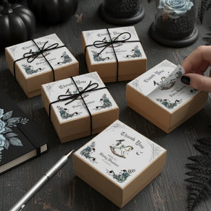 Grau-gotische Babyparty Schaukelpferd Danke Quadratischer Aufkleber