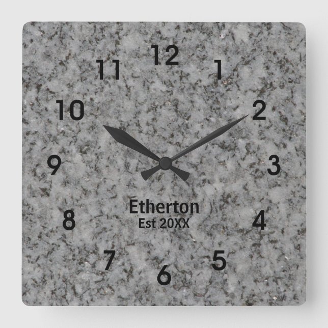 Grau-Granit-Stil Muster Acryl-Wand-Uhr Quadratische Wanduhr (Vorderseite)