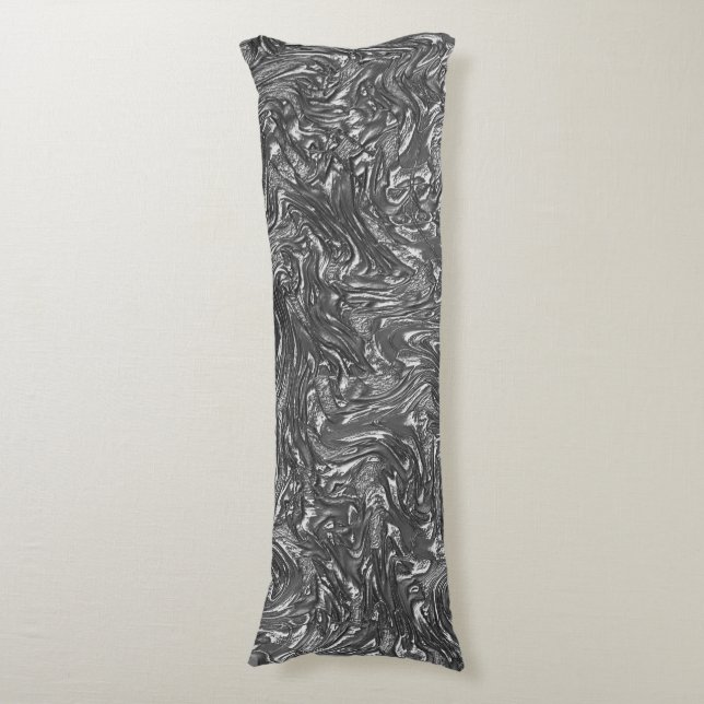 Grau-Graphit gebogene grobe Textur Seitenschläferkissen (Vorderseite Vertikal)