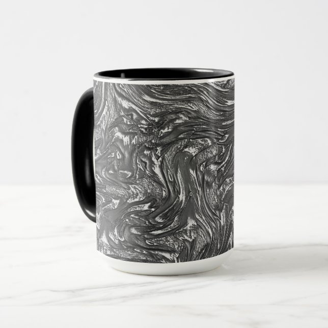 Grau-Graphit gebogene grobe Textur Tasse (Vorderseite Links)