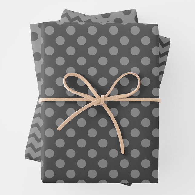 Grau & Grau Mehrfach-Muster-Geschenkpapierbögen Geschenkpapier Set (Grey & Grey Multi-Pattern Wrapping Paper Sheets)