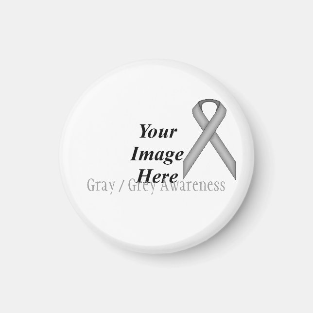 Grau / Grau Standard Ribbon von Kenneth Yoncich Magnet (Vorne)