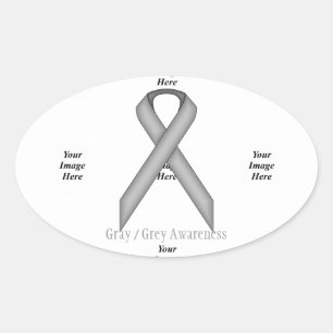 Grau / Grau Standard Ribbon von Kenneth Yoncich Ovaler Aufkleber