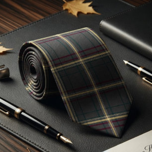 Grau-grün kariertes Tartan-Muster Krawatte