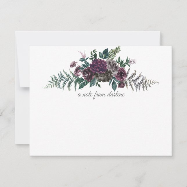 Grau-grüne Aquarellfarbenmonogramm Mitteilungskarte (Vorderseite)
