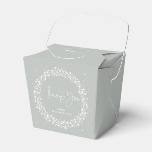 Grau-grüne funkelnde Lichter Danke Geschenkschachtel