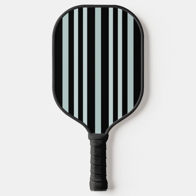Grau-grüne Streifen auf schwarzen Streifen Pickleball Schläger (Vorderseite)