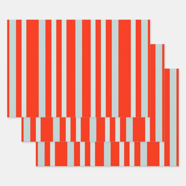 Grau-grüne Streifen der roten Linie Geschenkpapier Set (Set)