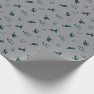 Grau - Halloween Pattern Geschenkwrap 💀 Geschenkpapier