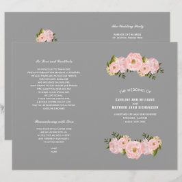 Grau | Hochzeitsprogramm für Blush Pink Peonies