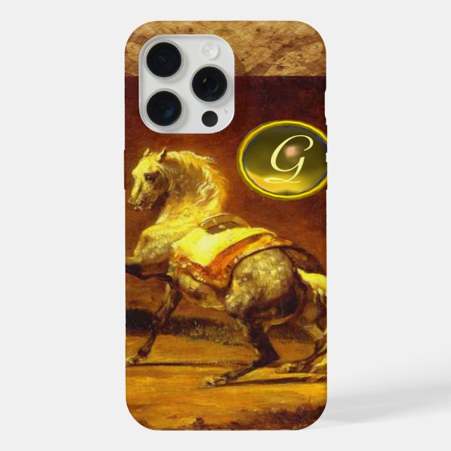 GRAU-HORSE-MONOGRAMM iPhone 15 PRO MAX HÜLLE (Rückseite)