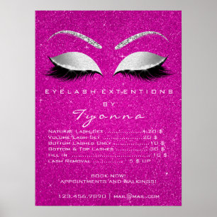 Grau Hot Pink Gold Makeup Artist Wimpern Preislist Poster
