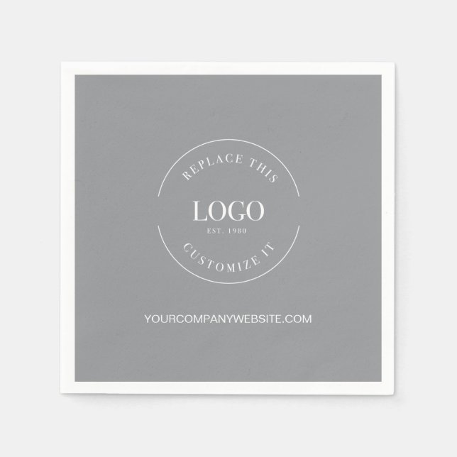 Grau Ihr Logo hier Firmenwebsite Custom Serviette (Vorderseite)