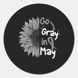 Grau im Mai Hirnkrebs-Bewusstsein Gray Ribbon Runder Aufkleber