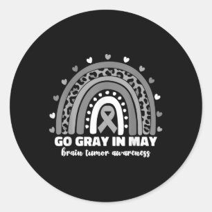 Grau im Mai Hirntumor Awareness Month Rainbow Runder Aufkleber