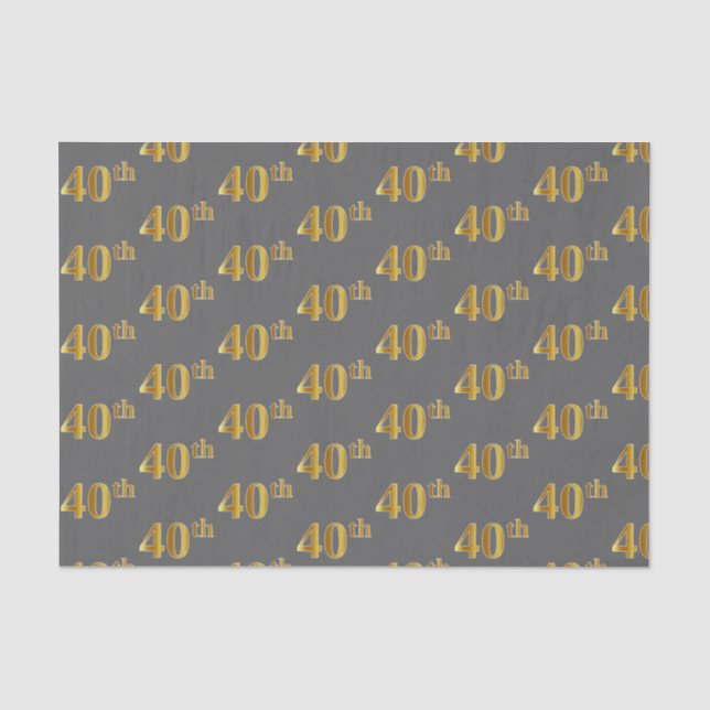 Grau, Imitate Gold 40. (40.) Event Tissue Paper Seidenpapier (Vorderseite)