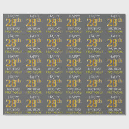 Grau, Imitate Gold "HAPPY 28. BIRTHDAY" Geschenkpapier
