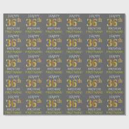 Grau, Imitate Gold "HAPPY 36. BIRTHDAY" Geschenkpapier