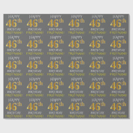 Grau, Imitate Gold "HAPPY 46. BIRTHDAY" Geschenkpapier