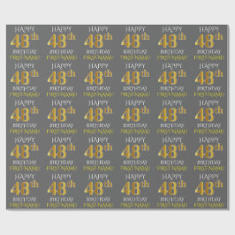 Grau, Imitate Gold "HAPPY 48. BIRTHDAY" Geschenkpapier