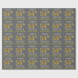 Grau, Imitate Gold "HAPPY 56. BIRTHDAY" Geschenkpapier