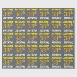 Grau, Imitate/Nachahmungs-Gold, "38. BIRTHDAY" Geschenkpapier