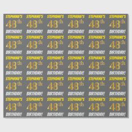 Grau, Imitate/Nachahmungs-Gold, "48. BIRTHDAY" Geschenkpapier
