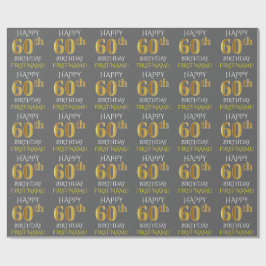 Grau, Imitats Gold "HAPPY 60. BIRTHDAY" Geschenkpapier