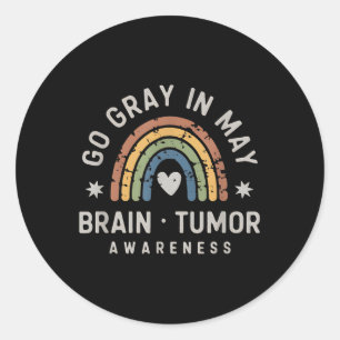 Grau in May Brain Tumor Awareness Grunge Runder Aufkleber
