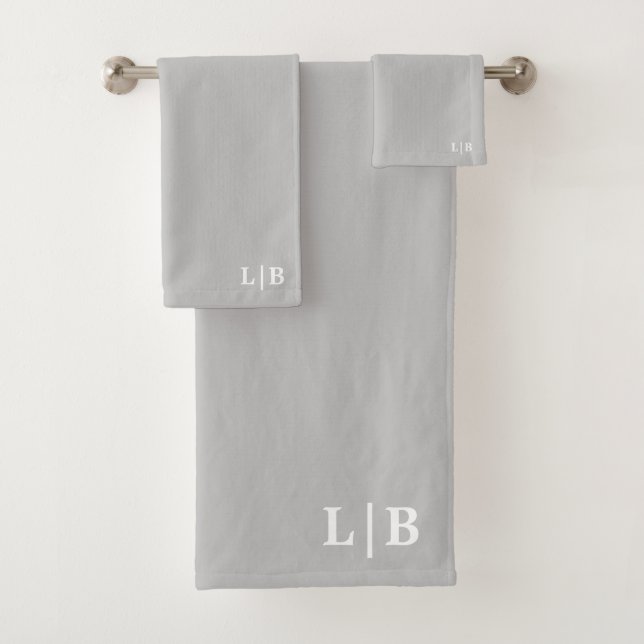 Grau-Initials-Badetuch-Set Badhandtuch Set (Insitu)