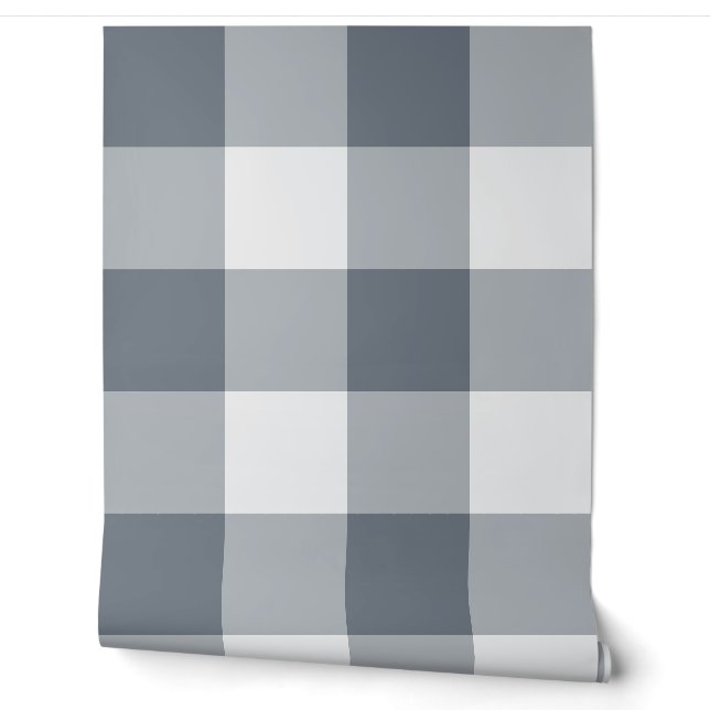 Grau Jumbo Büffel-Karo Gingham Tapete (Abrollen)