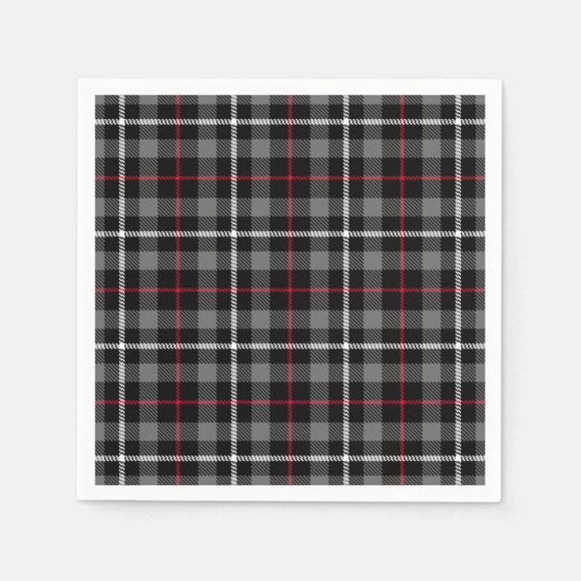 Grau Kariert für Weihnachtsbuch Napkin Serviette (Vorderseite)