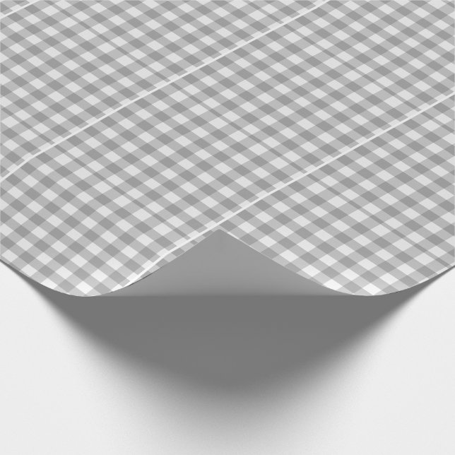 Grau Kariert Gingham Country Farmhouse Einfach Geschenkpapier (Ecke)