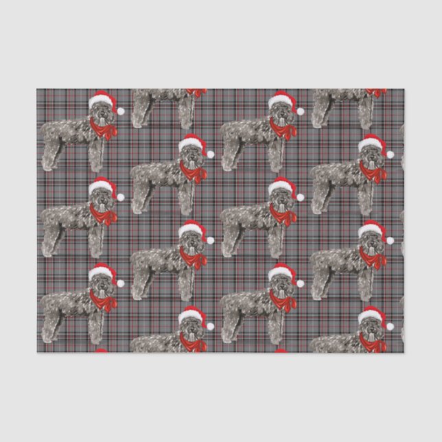 Grau Kariert und Christmas Bouvier Dog Lover Holid Seidenpapier (Vorderseite)