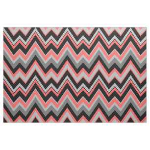 Grau & Korallen Zickzack Zigzag Nahtloses Muster Stoff