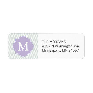 Grau & Lavender Modernes Zickzack Monogramm