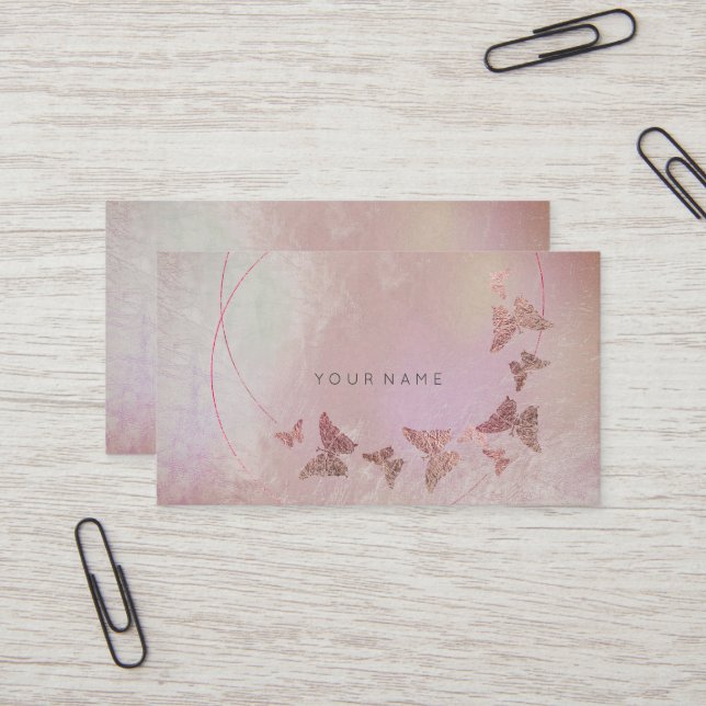 Grau Lila Blush Ballett Pink Butterfly Metallic Visitenkarte (Vorderseite/Rückseite Beispiel)