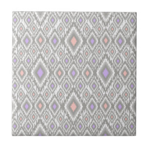 Grau, Lila, Korallen, Diamanten auf weiß Fliese