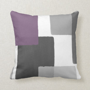 Grau Lila White Geometric Modern Minimalistisch Kissen