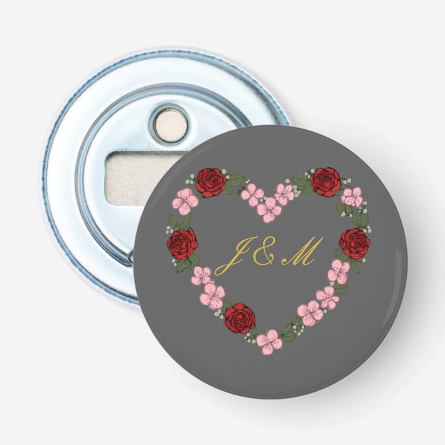 Grau magnetisch mit Blumenkrone Flaschenöffner (Vorderseite)