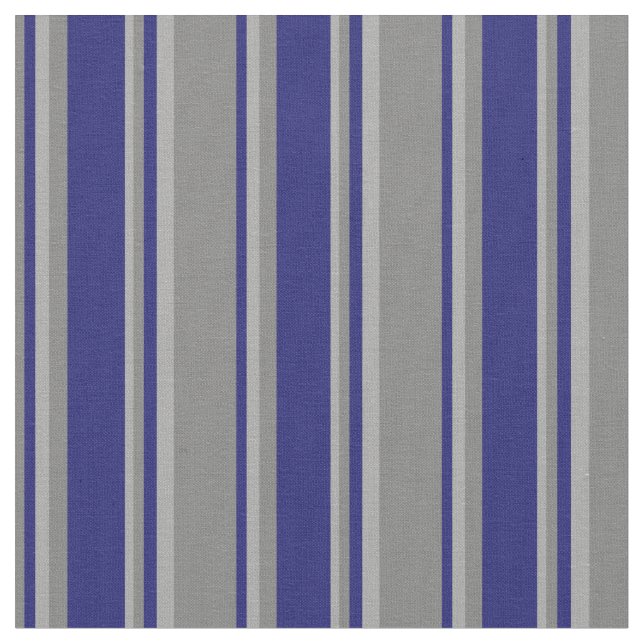 Grau, Midnight Blue und Dunkelgrau-Linien-Muster Stoff (Nahaufnahme)