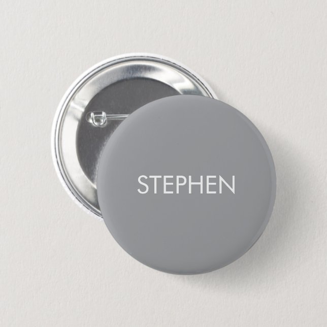 Grau minimalistischer benutzerdefinierter Name  Button (Vorne & Hinten)