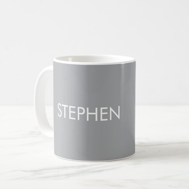 Grau minimalistischer benutzerdefinierter Name  Kaffeetasse (Vorderseite Links)
