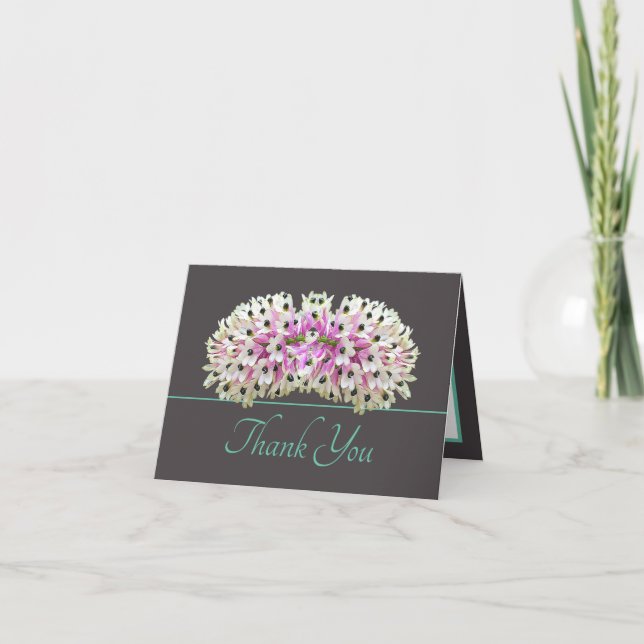 Grau Mint Exotic White Orchid Bouquet Vielen Dank Karte (Vorderseite)