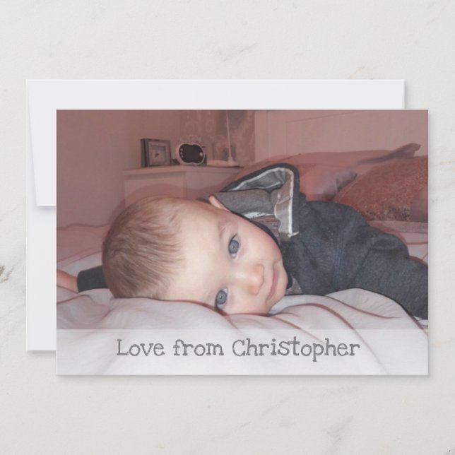 Grau mit Foto und Namen Dankeskarte (Vorderseite)