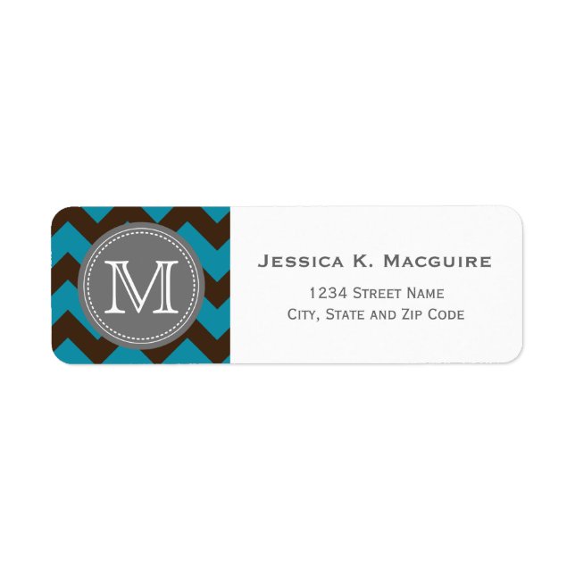 Grau Mit Monogramm Brown Blau Zickzack (Vorne)
