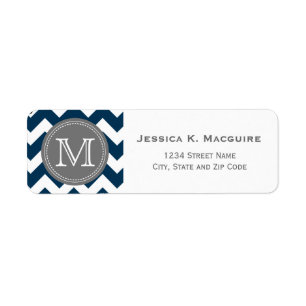 Grau Mit Monogramm Navy Blue Zickzack