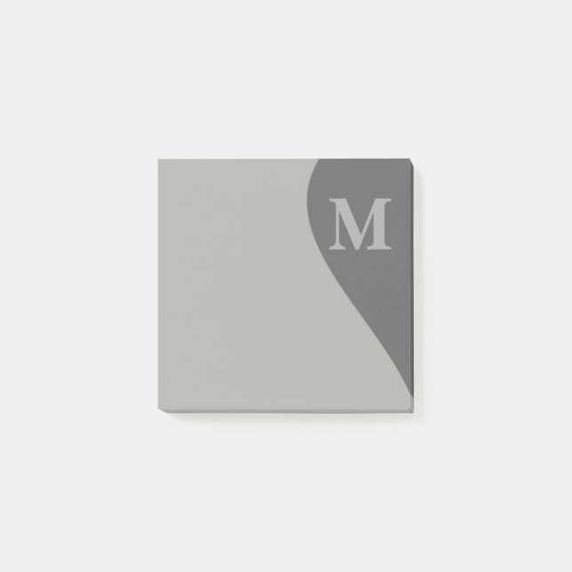 Grau mit Monogramm Post-it Klebezettel (Vorderseite)